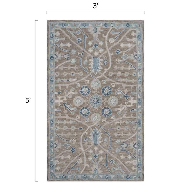 Tapis en laine touffeté à la main Wren, Rectangulaire 3 pi x 5 pi