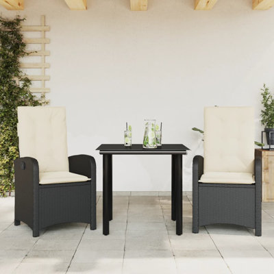 Ensemble repas 3 pièces avec coussins en rotin Red Barrel Studio®