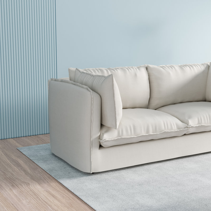 Caroletta 80'' Upholstered Down Slipcovered Sofa For Living Room, Couches with Solid Wood Frame, White 100% Cotton