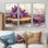Fleurs de lilas dans un motif de glissière en bois I - art mural lilas - ensemble de 3