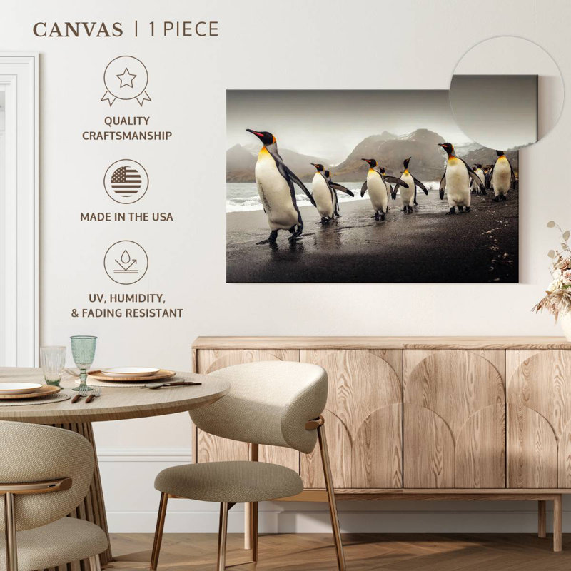 Brampt Penguins Along The Beach, 26" H x 39" W