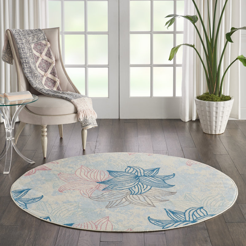 Floral Area Rug, Round 160cm