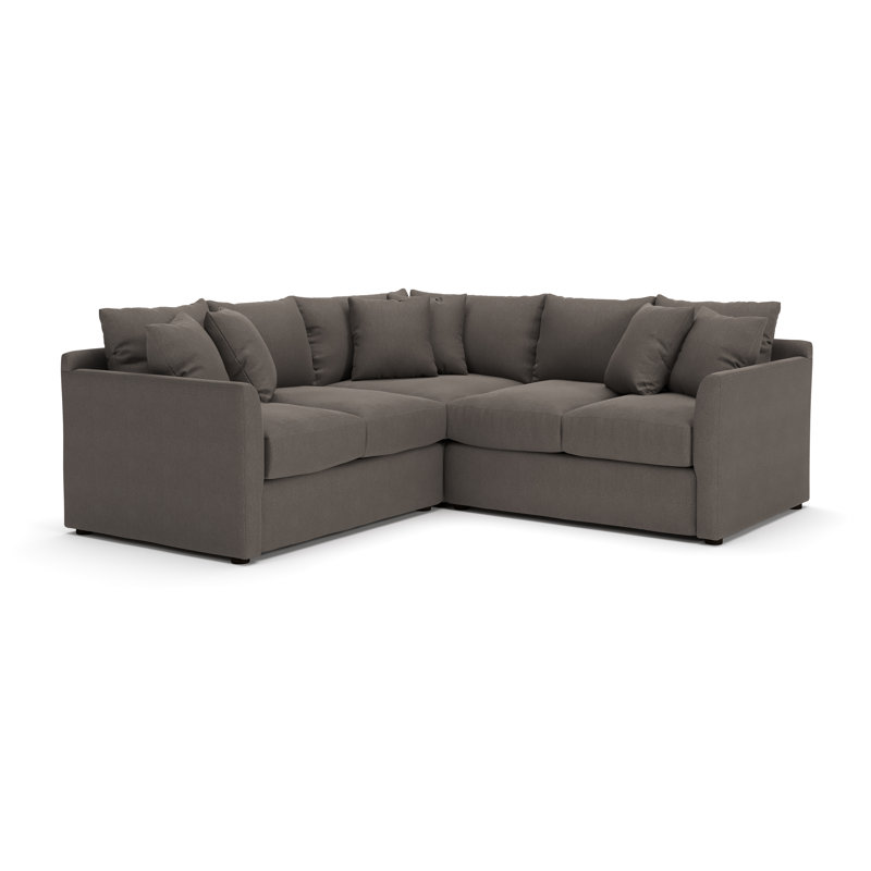 Cecelia Upholstered L-Shaped Sectional, Left Hand Facing, Drusky Charcoal Sustain® Basketweave