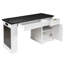Bureau moderne cannelé de 55 po avec armoire de rangement, prise de courant, panneau perforé et plateau à clavier | Bureau d'écriture pour bureau, salon-313103766