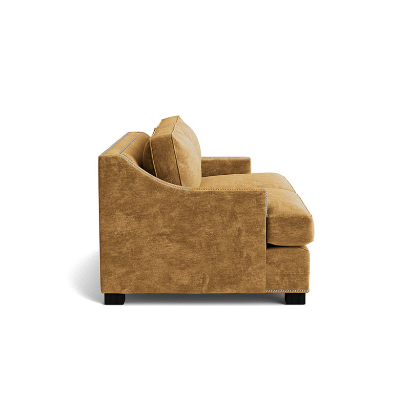 Canapé Keaton Slope avec clous 84, Nickel brossé, Chenille rétro - bronze, Noir