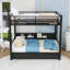 Lit superposé en métal avec tablettes intégrées, ports USB et lit inférieur convertible-408999457-408999459