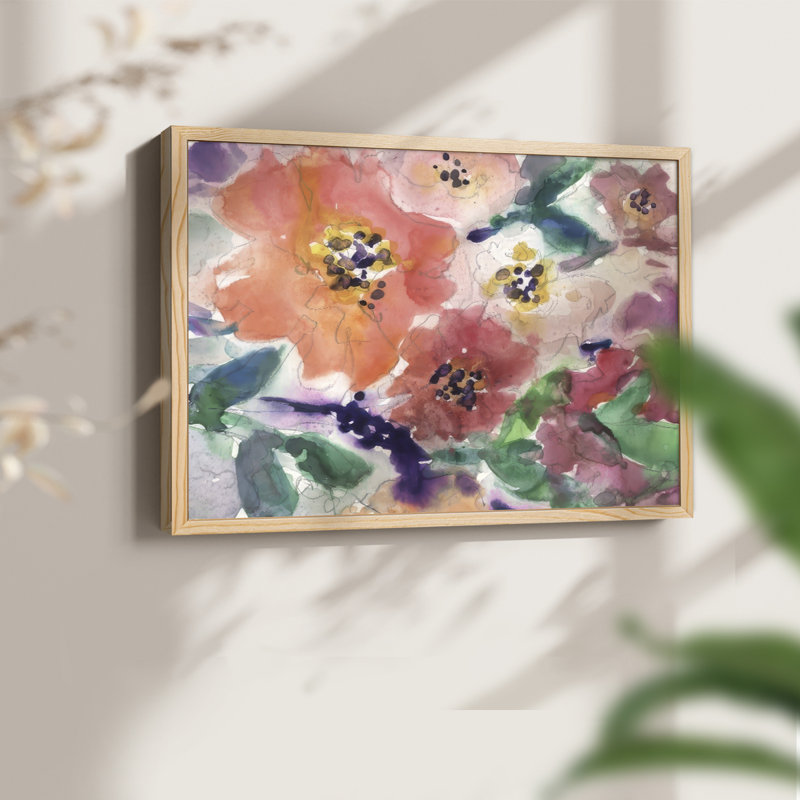 Motif floral glamour II - reproduction encadrée, H 22 po x l 28 po, Naturel