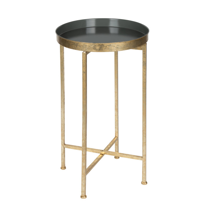Ekta Tray Top End Table, Gray, Gold