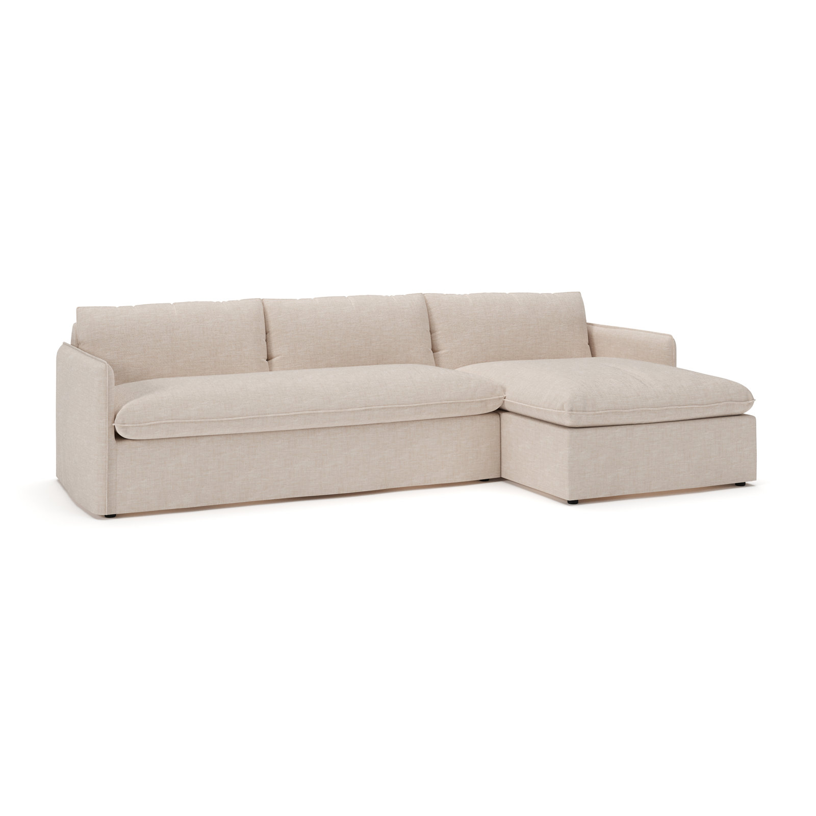 Bellatrix Sectional with Chaise, Lena Sand Performance Linen Blend, Right Hand Facing