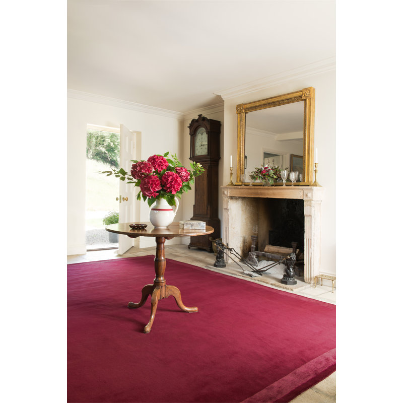 Farrow & Ball Silk Border Keepers Red Area Rug, Rectangle 12' x 18'