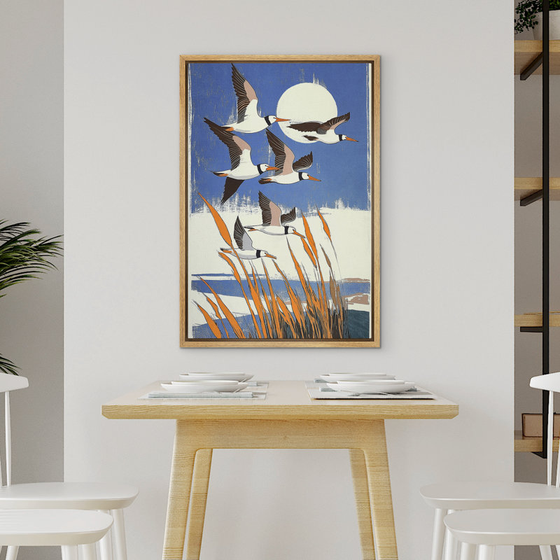 Reproduction d'art sur toile encadrée "A Group Of Birds Flying", Naturel, H 36 po x l 24 po
