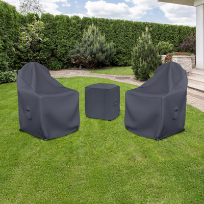 Patio Conversation Set Covers For Vineyard 3-Piece Curveback Adirondack Set, Water-Repellent UV-Resistant Polyester by Arlmont & Co.