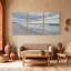 Nautique et plage, océan, vagues, ciel, plage, nuages, sable, eau, horizon, ensemble de 3 impressions sur toile-873079607