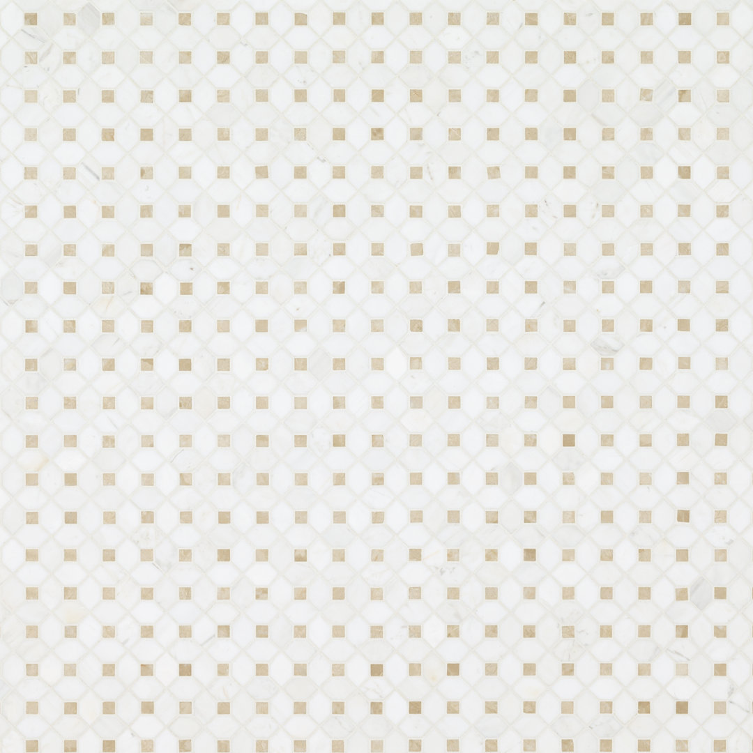 Geometric 13 in. x 13 in. Polished Marble Mosaic Floor and Wall Tile Ackland