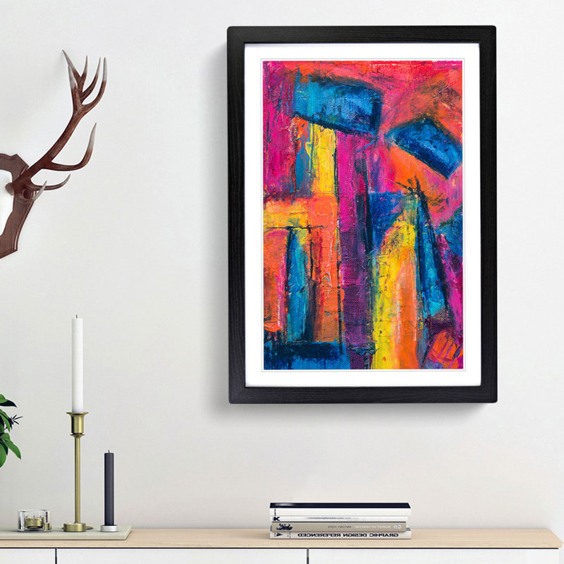 Abstract Art Painting Vol.287 by S.Johnson - Framed Print, Black Framed, 65cm H x 48cm W x 2cm D