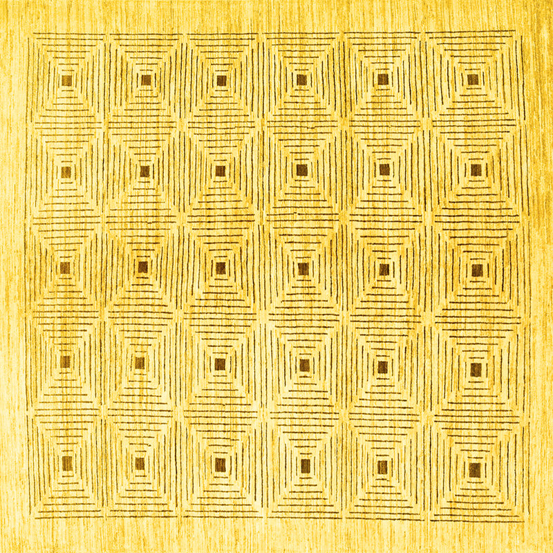 Tapis contemporains jaunes lavables à la machine 312, Carré 3 pi