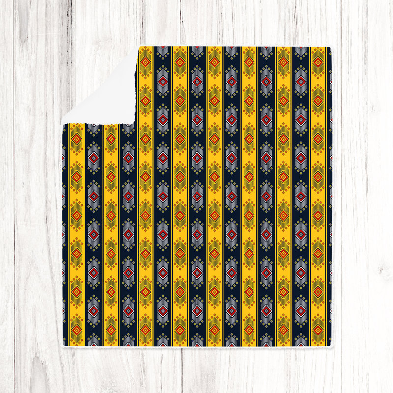 Throw Blanket, 68" W x 80" L, Striped/Abstract, Yellow/Black/Red