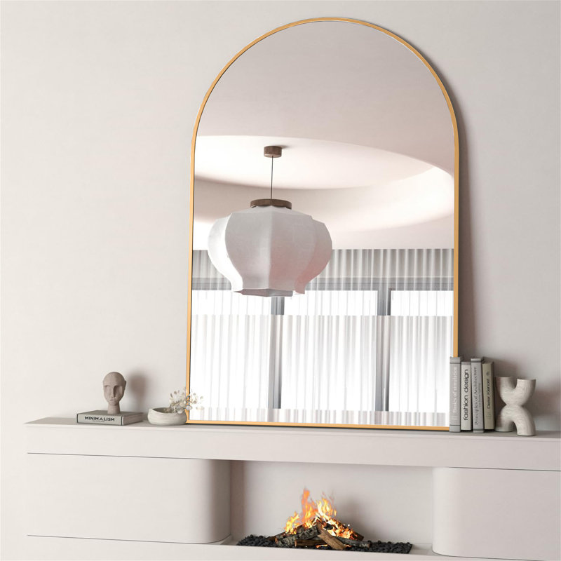 Miroir mural pour salle de bain Norby, 36 po x 24 po, Or