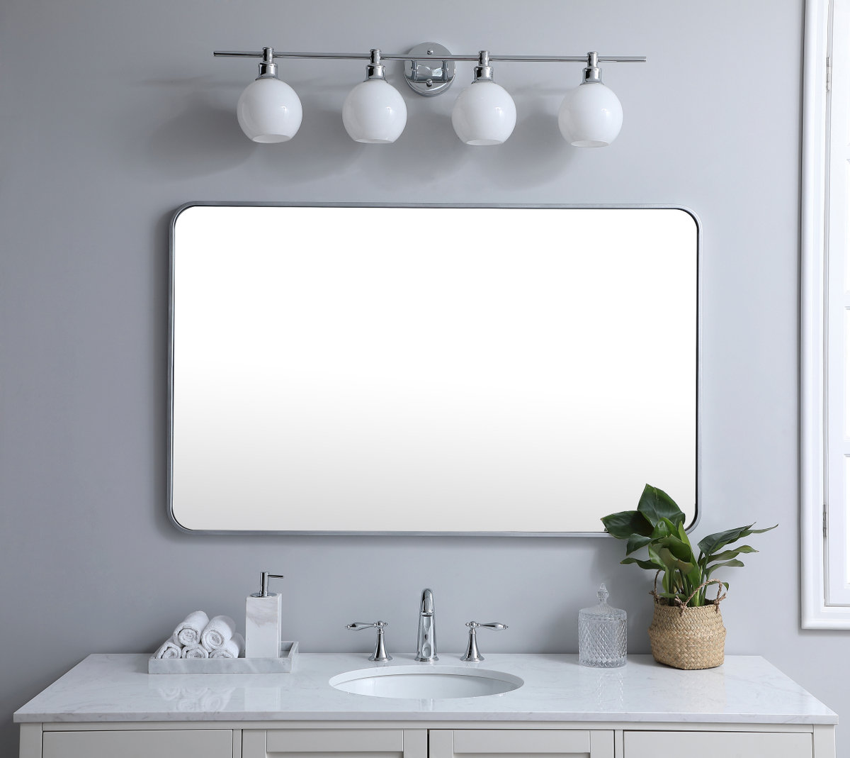 Sabine Accent Mirror, 48'' H x 30'' W, Silver