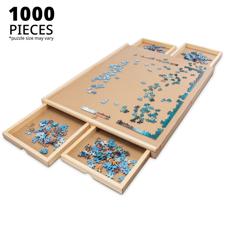 SkyMall 1000 Piece Puzzle Board & Mat, 23” x 31” Wooden Jigsaw Puzzle Table  W/Legs