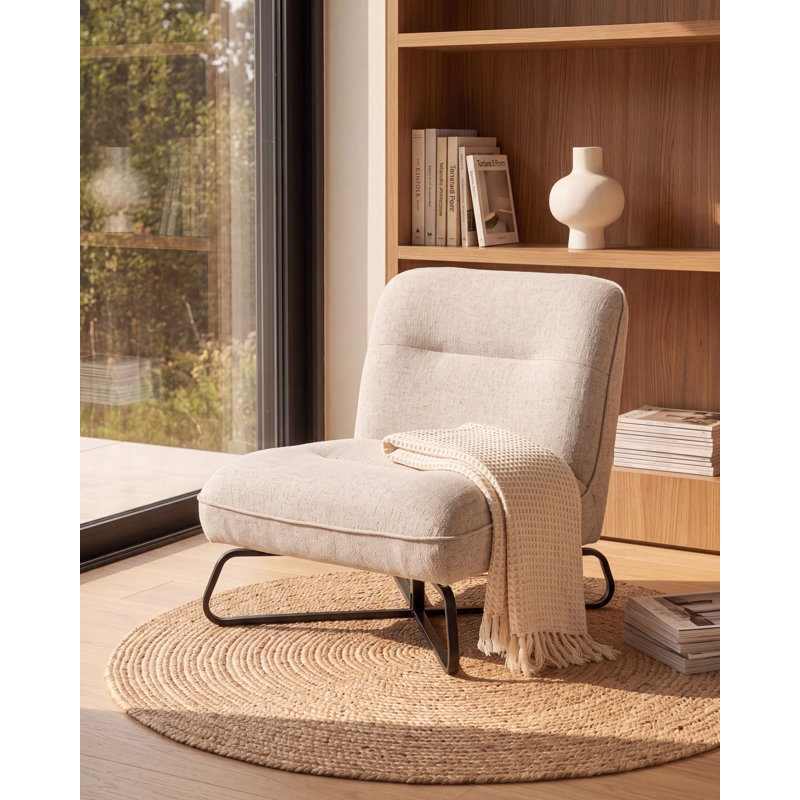 Chariel Upholstered Fabric Armchair, Beige