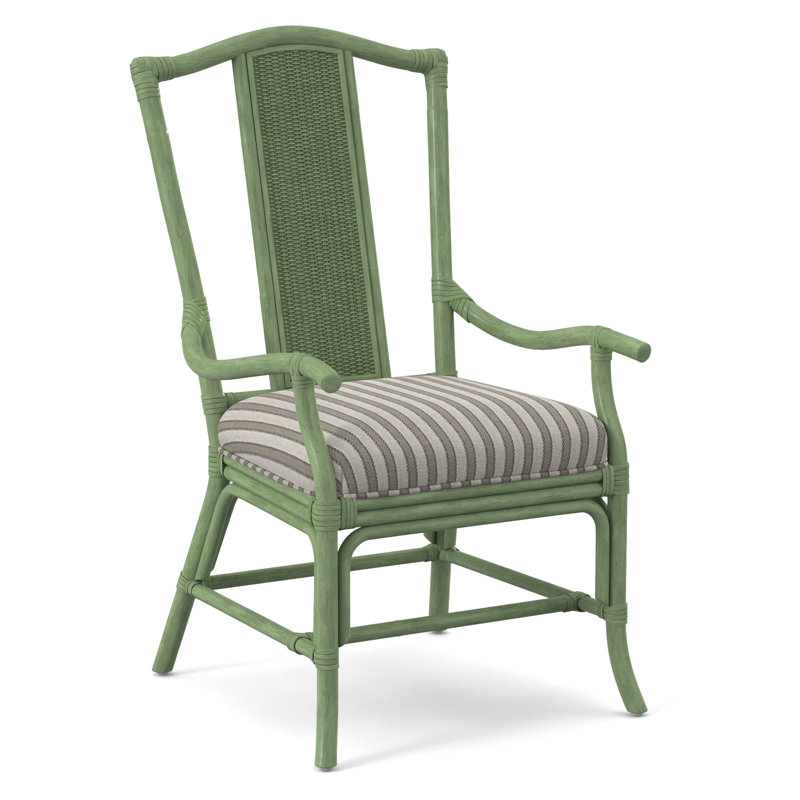 Drury Lane Slat Back Dining Arm Chair, Gray Sugar Performance; 0863-84, Celery
