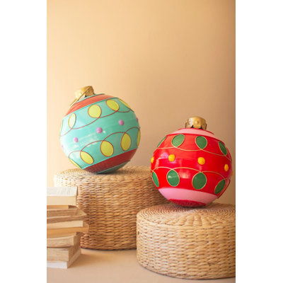 SET/2 LARGE COLORFUL CHRISTMAS BALL ORNAMENTS