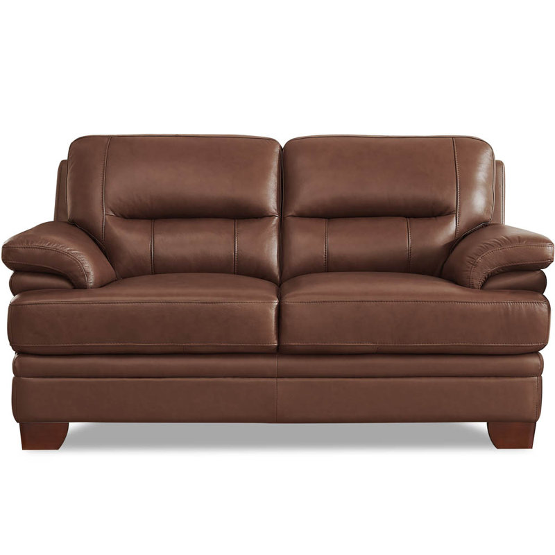 Causeuse en cuir véritable Ridhay Hufnagel, Brun