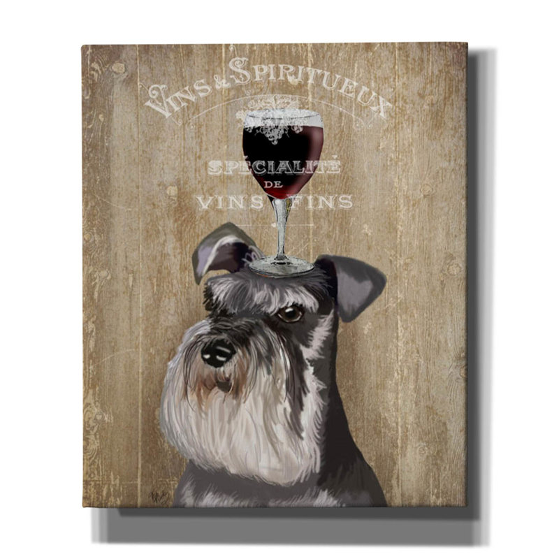 «Dog Au Vin, Schnauzer», impression sur toile tendue, H 24 po x l 20 po x P 0,75 po