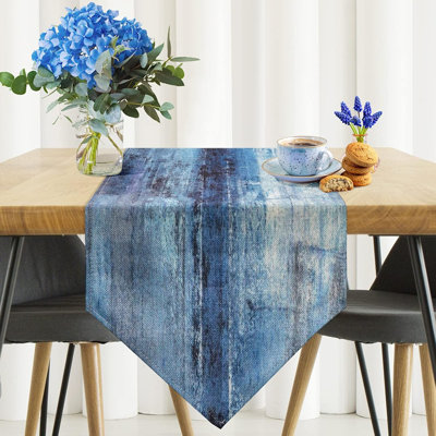 Table Runner - Blue/Grey - Abstract Modern Art, Burlap, Farmhouse Style, Table/Dresser Runner, Dinner Party/Holidays/Home Decoration