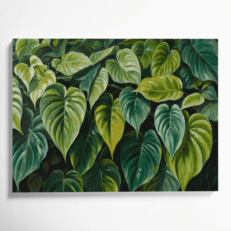 Art mural sur toile vert, Hawaiian Philodendron, H 24 po x l 36 po