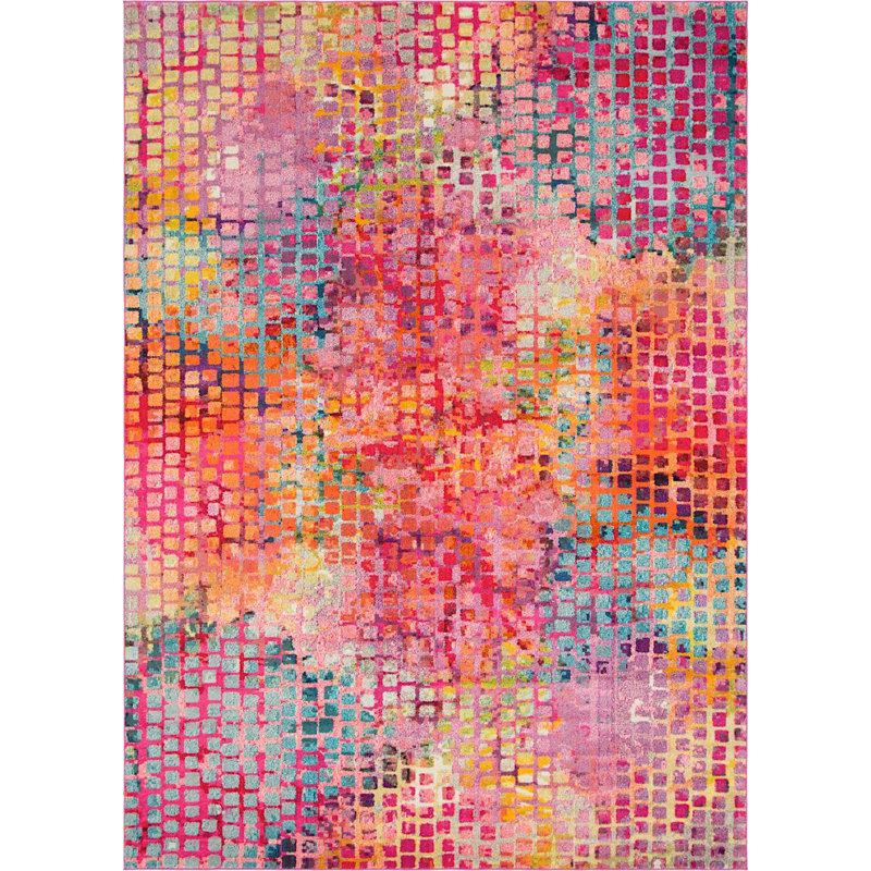Tapis fuchsia à motif géométrique Patrocinia, Rectangle 8 pi x 10 pi