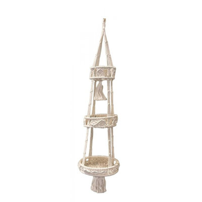 3 Tiered Round White Hanging Macrame Planter