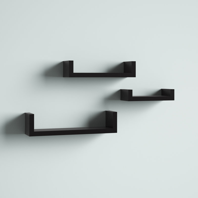 Wickes 3 Piece Floating Shelf, Black