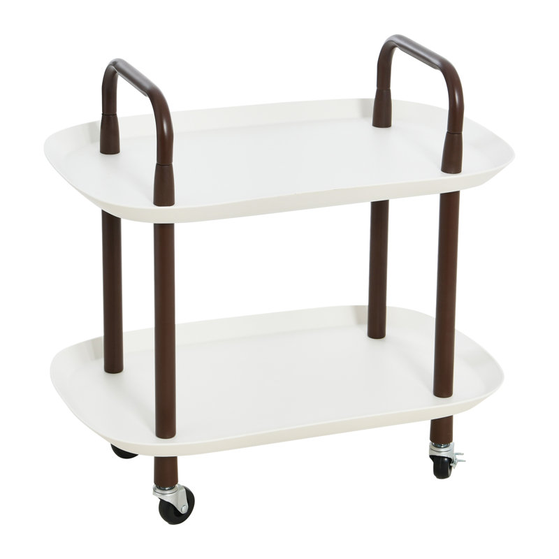 Main + Mesa Modern Plastic and Metal 2-Tier Trolley, Brown, White