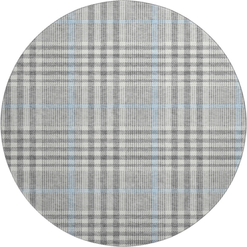 Premium Machine Washable Corry AMF1054 Plaid Rug, Round 8'