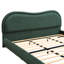 Très grande base de lit tapissier plateforme avec tête de lit arrondie à coins arrondis, lattes en bois, pieds en bois de chêne massif, tissu chenille, aucun sommier requis, assemblage facile, vert olive-390922143-400881408