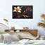 Art mural lys crème et bronze avec feuilles métalliques sur toile foncée-702140054