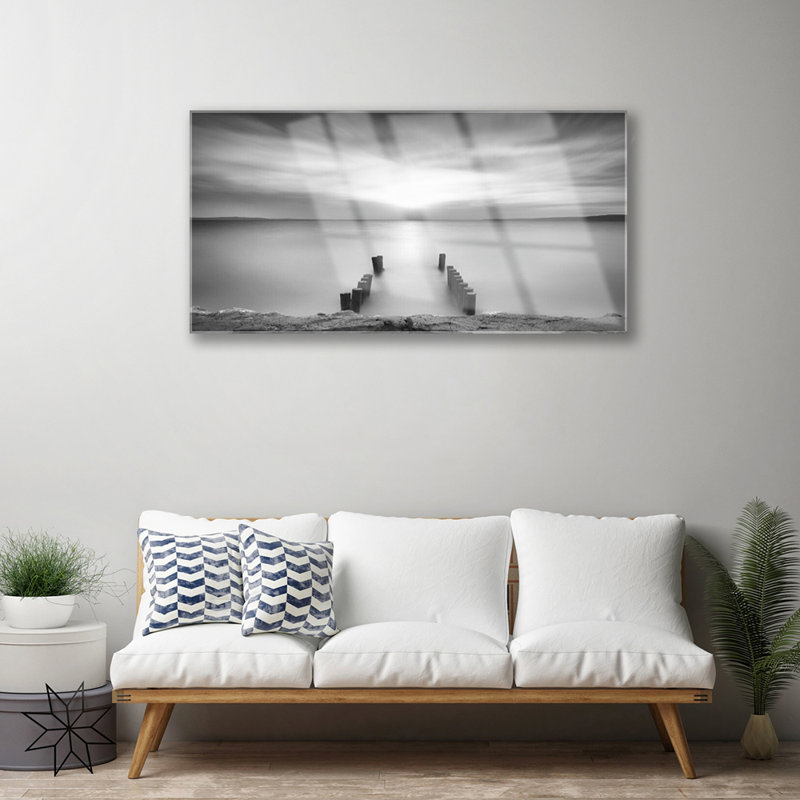 Glass Print Wall Art 100X50cm Image Printed On Glass Decorative Wall Picture Behind Toughened / Tempered Safety Real Glass For Kitchen & Living Room Theme: Sea Landscape