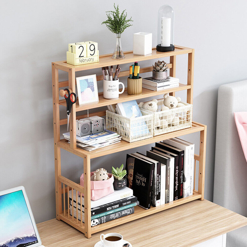 Présentoir de rangement de bureau en bois 3 couches