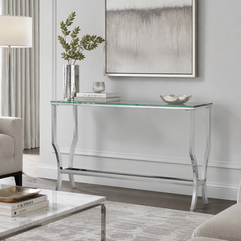 Glass Top Metal Console Table