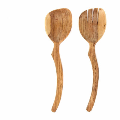 Ensemble de service courbé en bois d'olivier