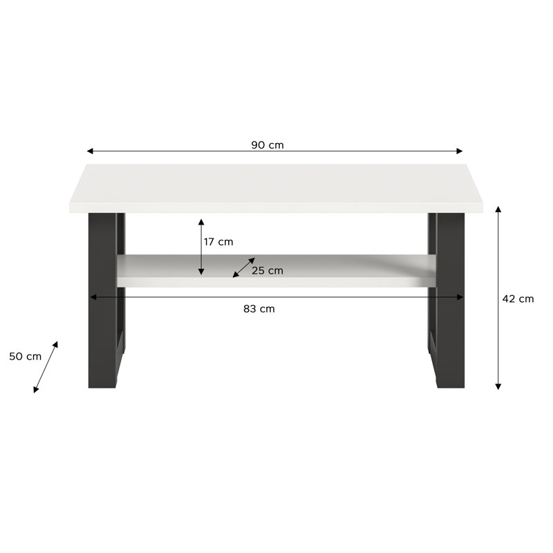 Aketza Coffee Table With Storage Space, White