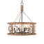 Lustre Ambrose de 19,7 po à 4 lumières en bois massif, abat-jour réglable, idéal pour îlot de cuisine.-558737192