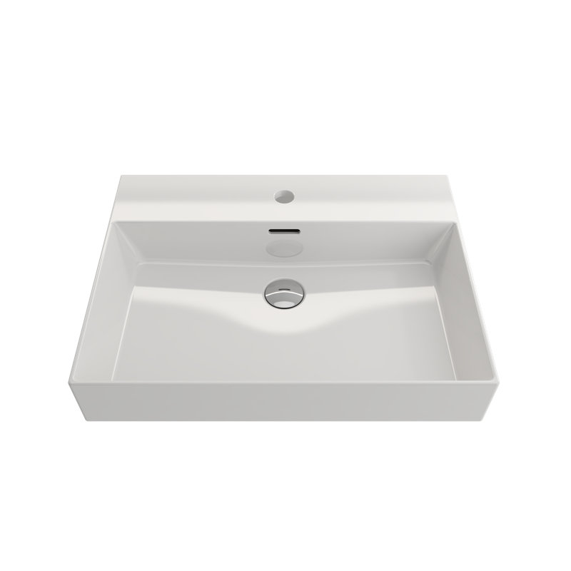 Milano 23.82'' L Bathroom Sink, White, Single-Hole