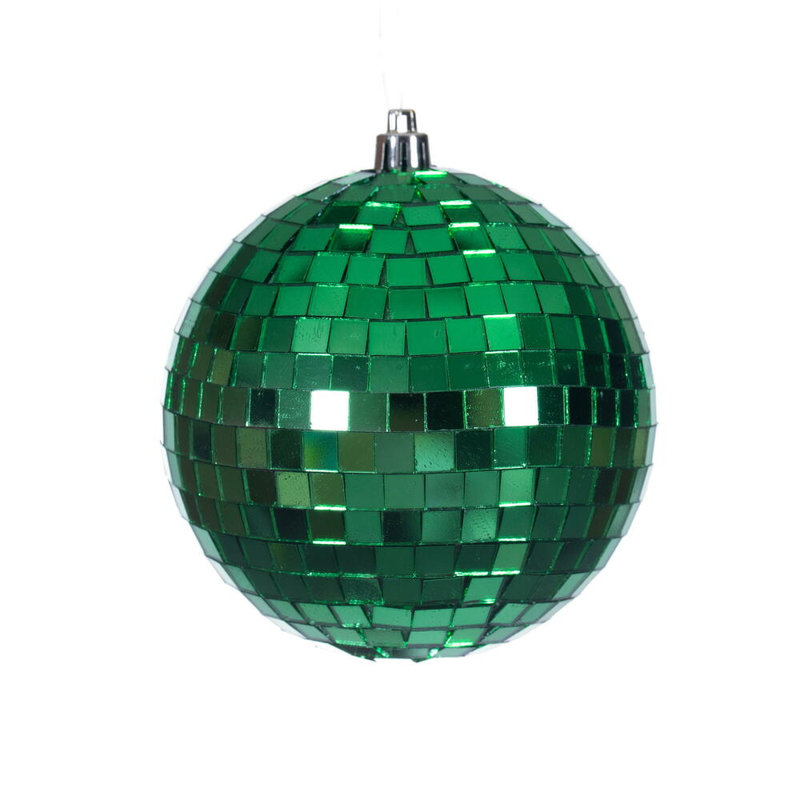 Mirror Ball Ornament, Green, 4" H x 4" W x 4" D, 6