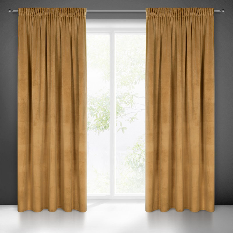 Abdihafid Blackout Curtains Single Panel, Gold
