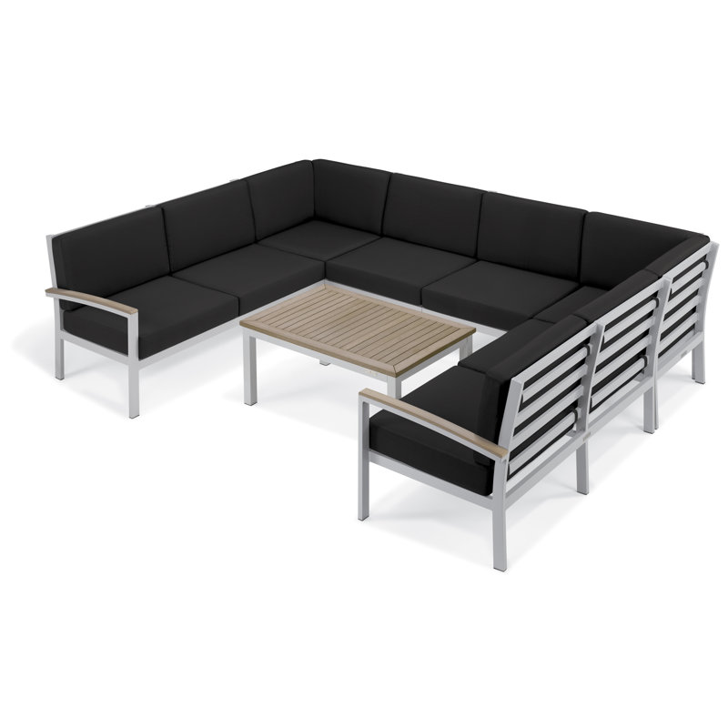 Travira Modular Corner Chair with Cushions, Jet Black