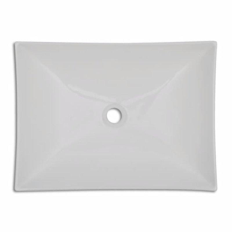 Marini Ceramic Rectangular Bathroom Sink, White