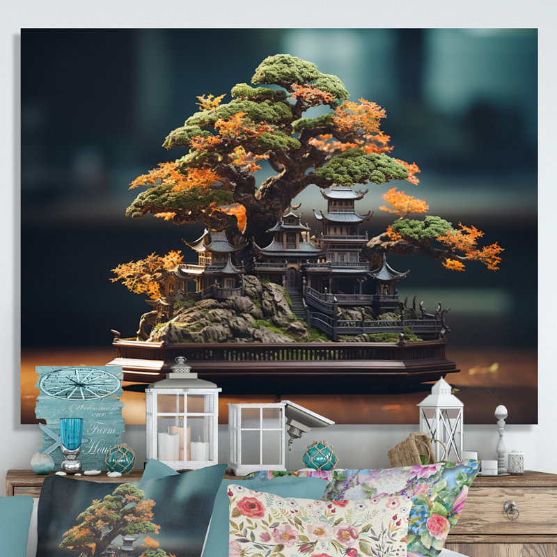 Art asiatique, Bonsaïs Sagesse VII - impression, H 34 po x l 44 po x P 1,5 po, Toile tendue